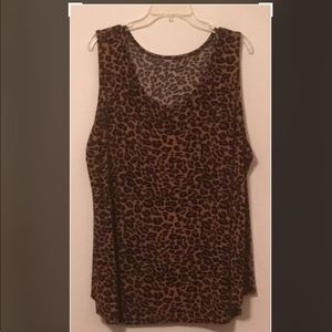 Unbranded Size 1X 16-18 Yellow Gold/Black Animal Prints Sleeveless Pullover Top